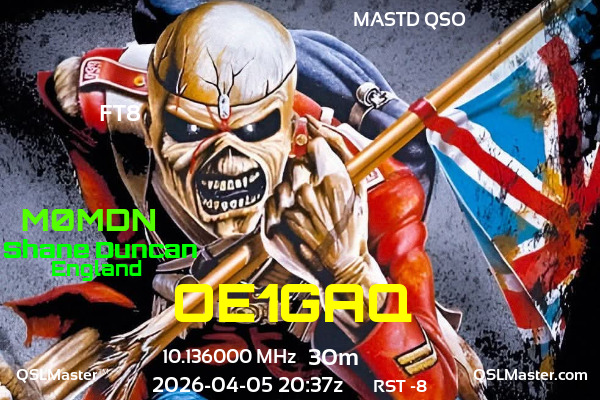 QSL Master Card for M0MDN QSO with OE1GAQ