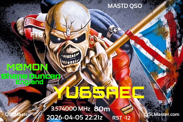 QSL Master Card for M0MDN QSO with YU65AEC