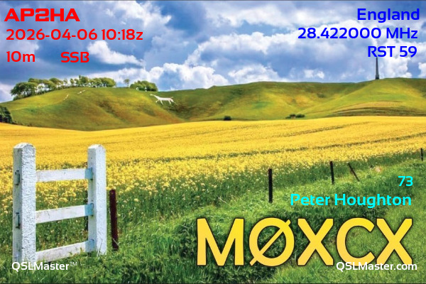 QSL Master Card for M0XCX QSO with AP2HA