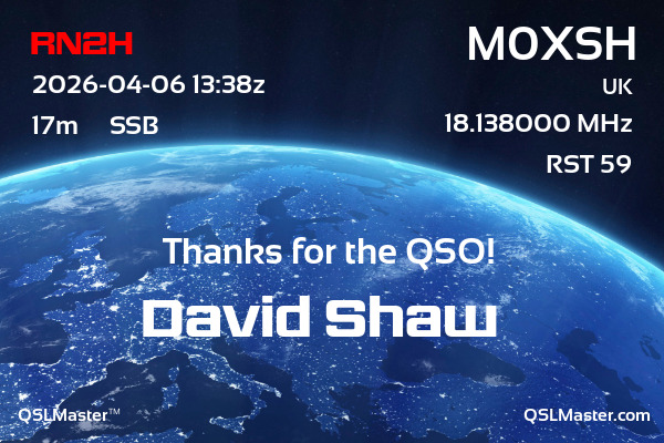 QSL Master Card for M0XSH QSO with RN2H