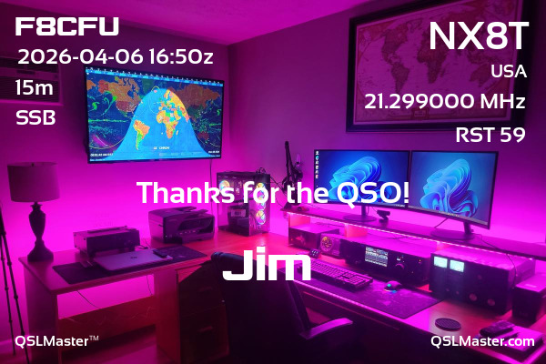 QSL Master Card for NX8T QSO with F8CFU