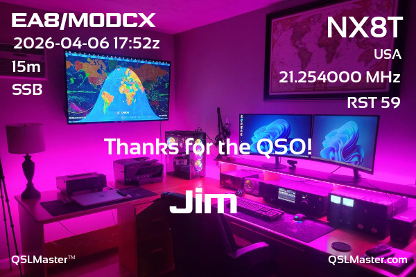 QSL Master Card for NX8T QSO with EA8/M0DCX