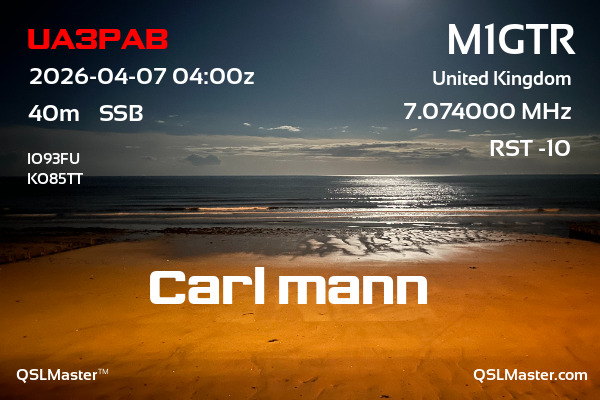 QSL Master Card for M1GTR QSO with UA3PAB