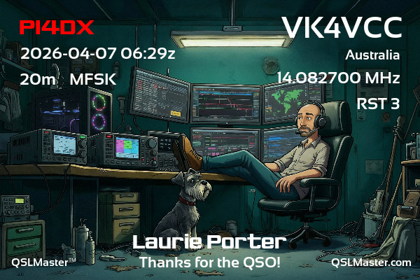 QSL Master Card for VK4VCC QSO with PI4DX