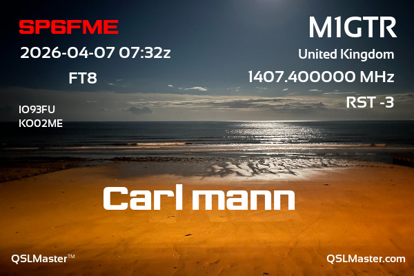 QSL Master Card for M1GTR QSO with SP6FME