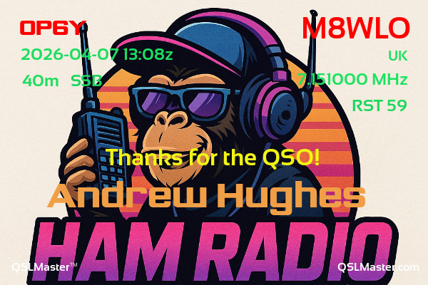 QSL Master Card for M8WLO QSO with OP6Y