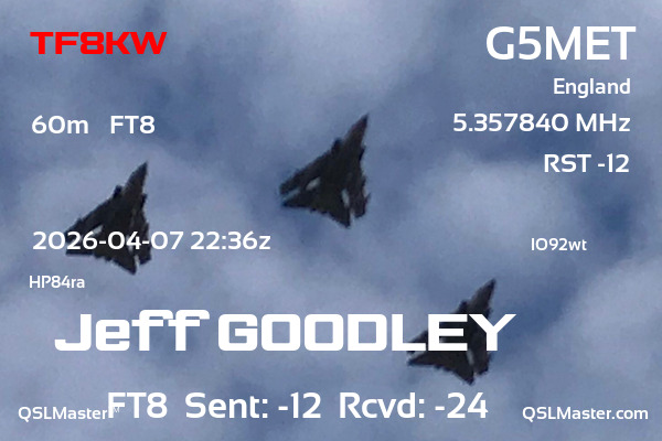 QSL Master Card for G5MET QSO with TF8KW