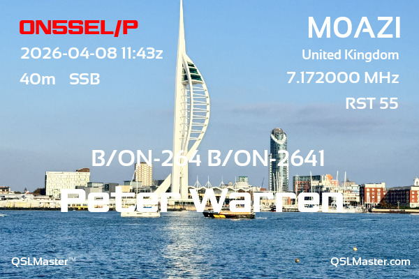 QSL Master Card for M0AZI QSO with ON5SEL/P