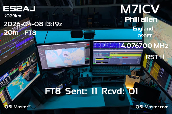 QSL Master Card for M7ICV QSO with ES2AJ