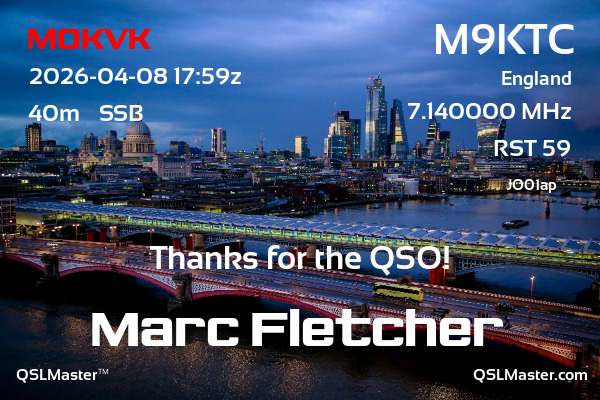 QSL Master Card for M9KTC QSO with M0KVK