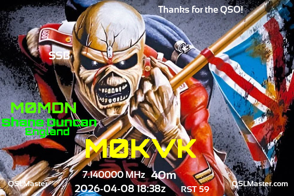 QSL Master Card for M0MDN QSO with M0KVK