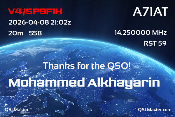 QSL Master Card for A71AT QSO with V4/SP9FIH