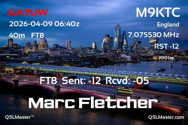 QSL Master Card for M9KTC QSO with EA7UW
