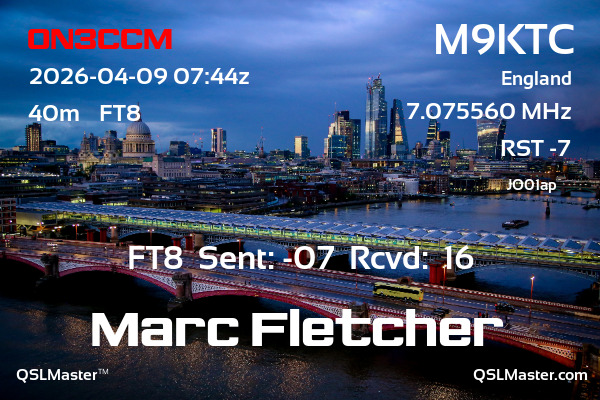 QSL Master Card for M9KTC QSO with ON3CCM