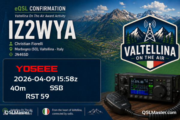 QSL Master Card for IZ2WYA QSO with YO5EEE