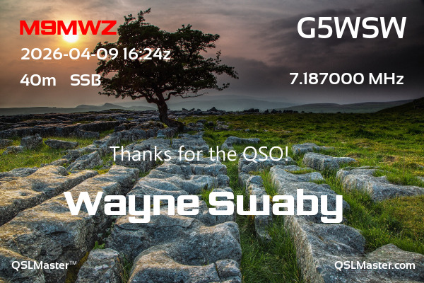 QSL Master Card for G5WSW QSO with M9MWZ