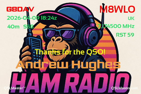QSL Master Card for M8WLO QSO with G8DAV