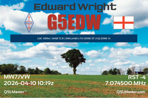 QSL Master Card for G5EDW QSO with MW7JVW
