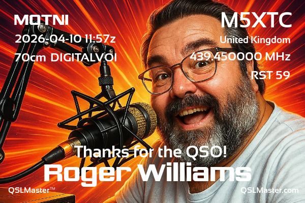 QSL Master Card for M5XTC QSO with M0TNI