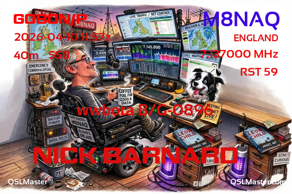 QSL Master Card for M8NAQ QSO with G0BON/P