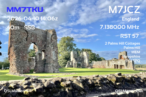 QSL Master Card for M7JCZ QSO with MM7TKU