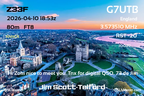 QSL Master Card for G7UTB QSO with Z33F