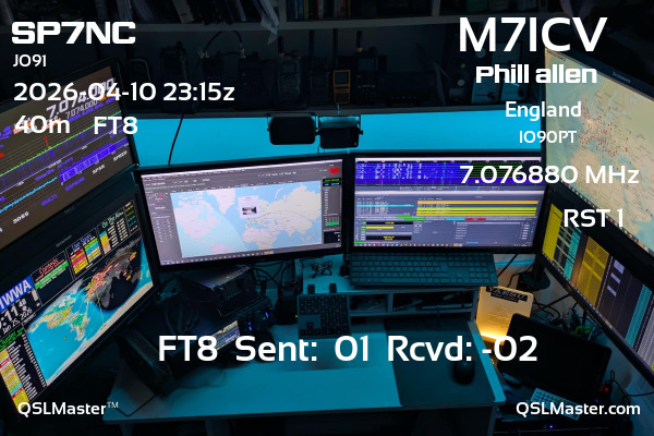 QSL Master Card for M7ICV QSO with SP7NC
