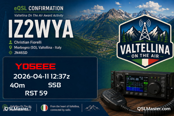 QSL Master Card for IZ2WYA QSO with YO5EEE