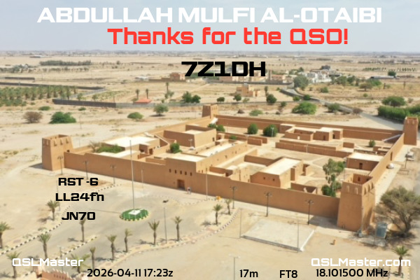 QSL Master Card for 7Z1DH QSO with IZ8DBJ