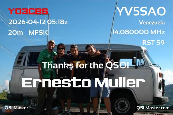 QSL Master Card for YV5SAO QSO with YO3CBS