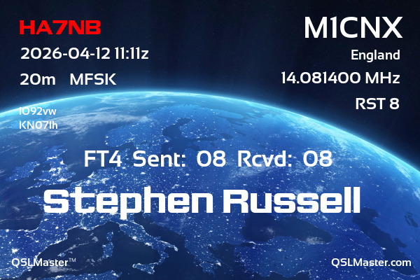 QSL Master Card for M1CNX QSO with HA7NB