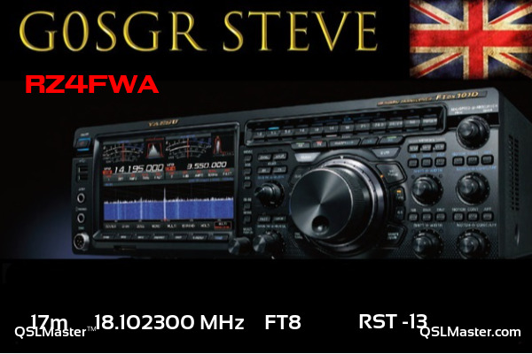 QSL Master Card for G0SGR QSO with RZ4FWA