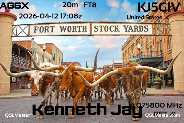 QSL Master Card for KJ5GIV QSO with AG6X