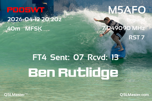 QSL Master Card for M5AFO QSO with PD05WT