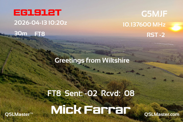QSL Master Card for G5MJF QSO with EG1912T