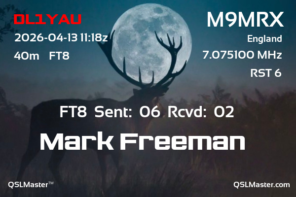 QSL Master Card for M9MRX QSO with DL1YAU