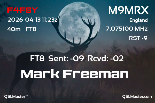 QSL Master Card for M9MRX QSO with F4FSY