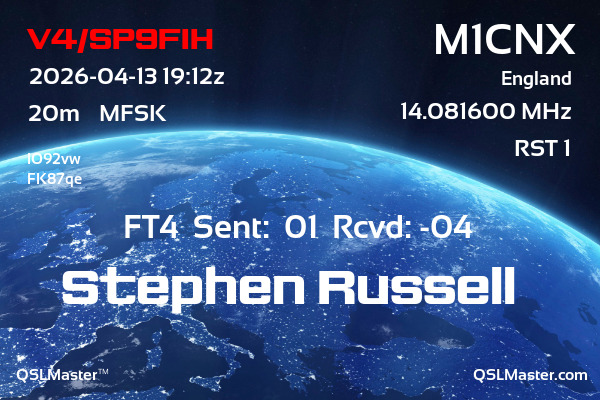 QSL Master Card for M1CNX QSO with V4/SP9FIH