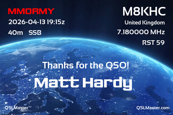 QSL Master Card for M8KHC QSO with MM0RMY