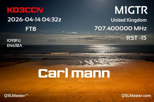 QSL Master Card for M1GTR QSO with KD3CCN