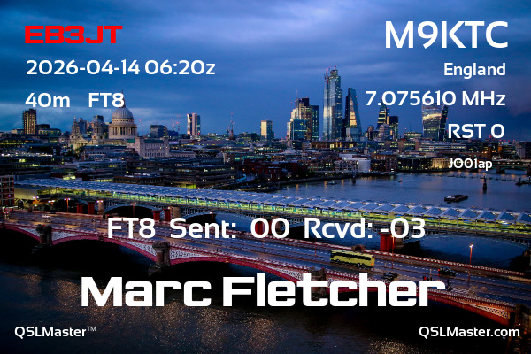 QSL Master Card for M9KTC QSO with EB3JT