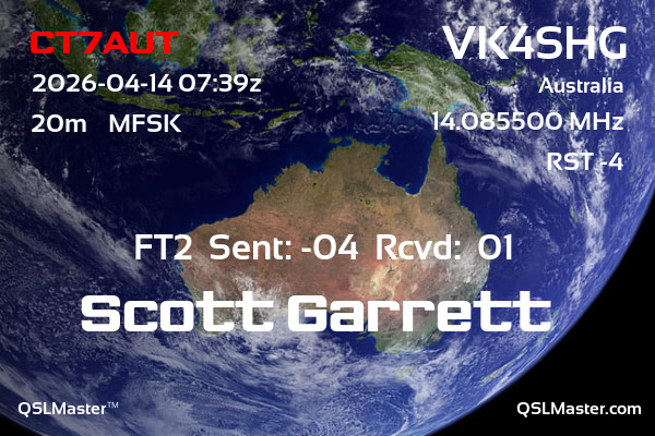 QSL Master Card for VK4SHG QSO with CT7AUT