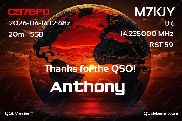 QSL Master Card for M7KJY QSO with CS7BPO
