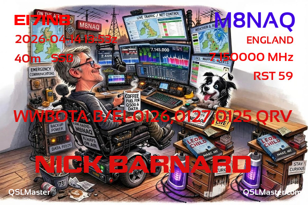 QSL Master Card for M8NAQ QSO with EI7INB