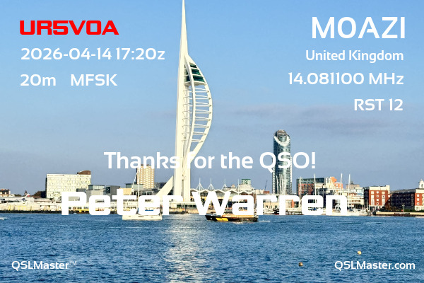 QSL Master Card for M0AZI QSO with UR5VOA