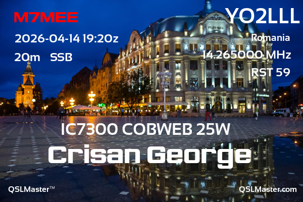 QSL Master Card for YO2LLL QSO with M7MEE