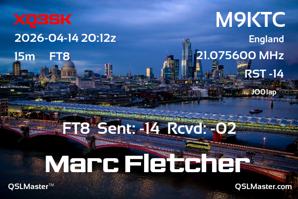 QSL Master Card for M9KTC QSO with XQ3SK