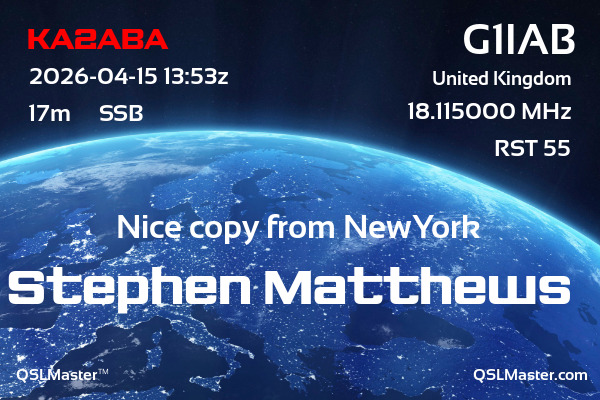 QSL Master Card for G1IAB QSO with KA2ABA