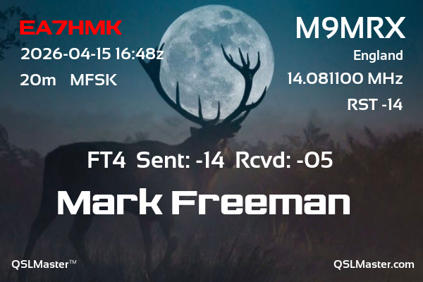 QSL Master Card for M9MRX QSO with EA7HMK