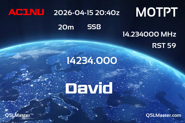 QSL Master Card for M0TPT QSO with AC1NU